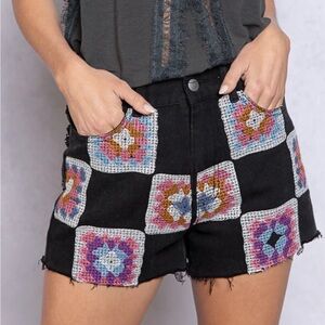 POL Floral Patch Shorts